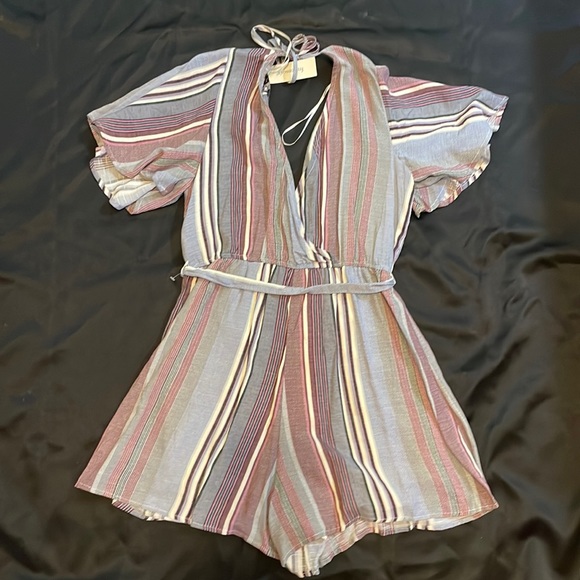 Open Back Striped Romper - Picture 1 of 3